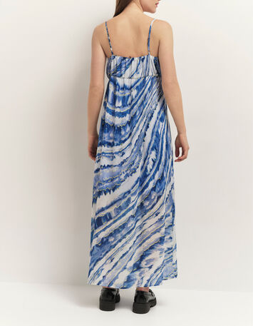 RIKKA - Robe longue estate blue à imprimé vagues d'azur-3
