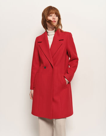 DEANA - Manteau rouge drap de laine-2