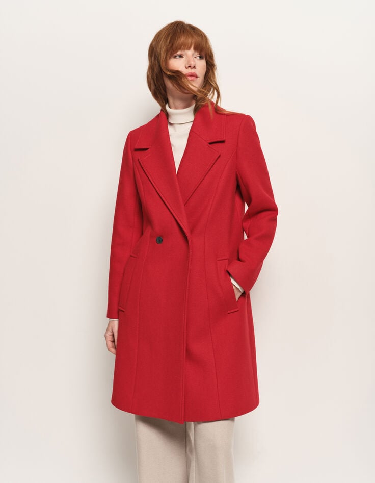 DEANA - Manteau rouge drap de laine-2 DEANA - Manteau rouge drap de laine-2