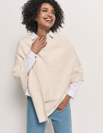 ALAMO - Poncho ivoire en tricot-1