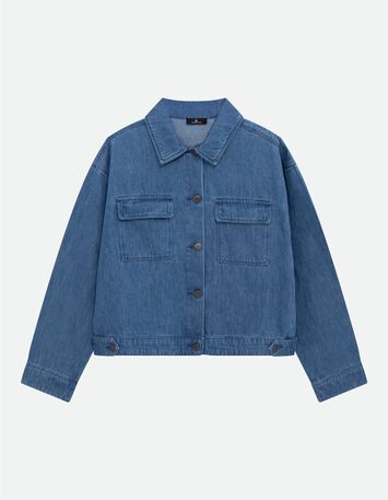 DANILO - Veste en jean bleu oversize poches poitrine-4