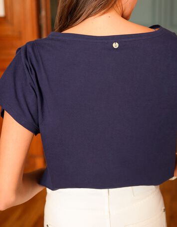 MINOS - T-shirt marine coton bio visuel c&oelig;ur et message -2