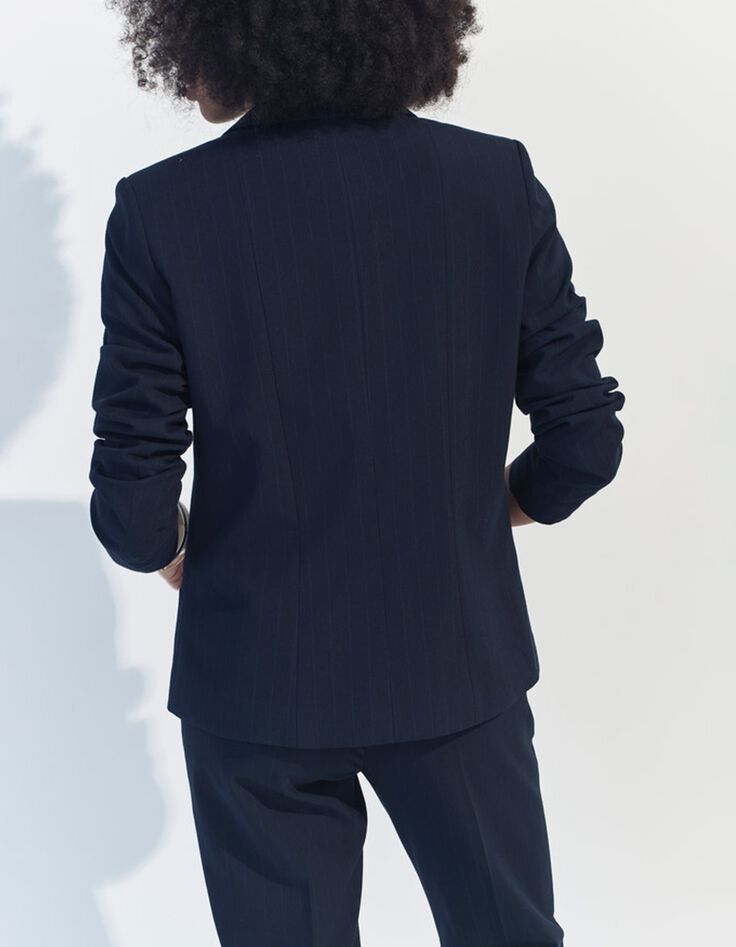 VIOLETA - Veste de costume marine &agrave; motif rayures tennis -3