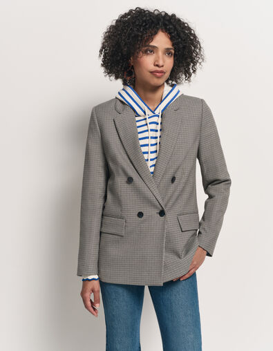 VANDA - Veste de costume bleue motif pied de puce - One Step