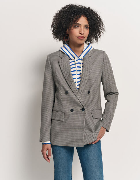 VANDA - Veste de costume bleue motif pied de puce - One Step