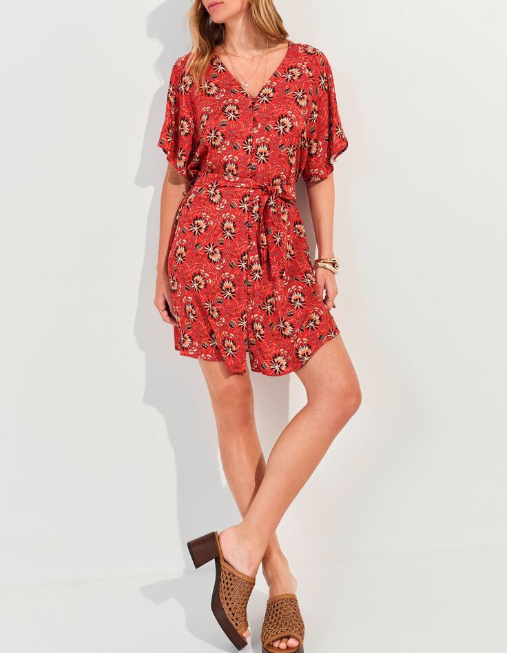 RADKA - Robe orange imprim&eacute; floral d'&eacute;t&eacute; -5