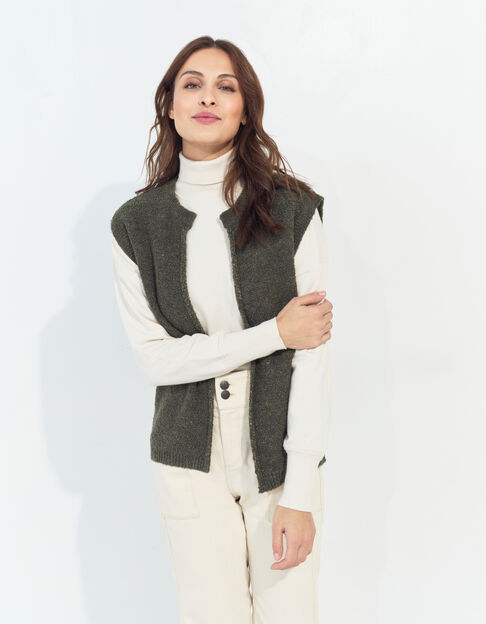 TESSA - Cardigan kaki sans manches tricot lurex - One Step