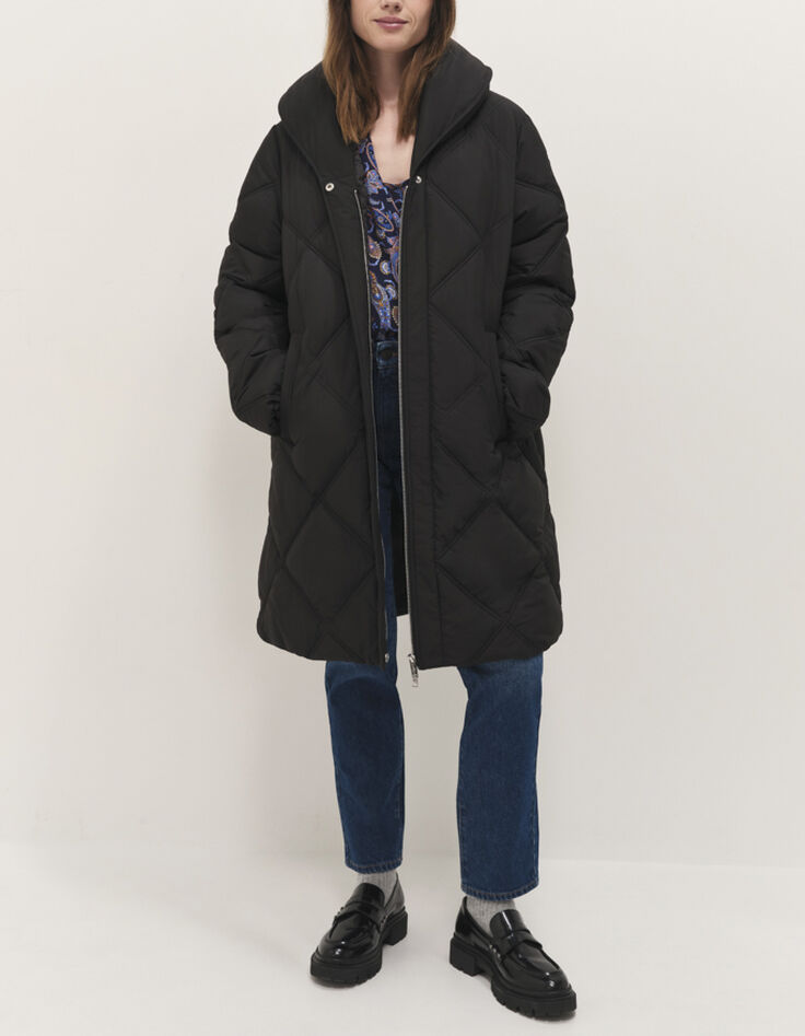 DROP - Doudoune noire à col châle DuPont™ Sorona®-1