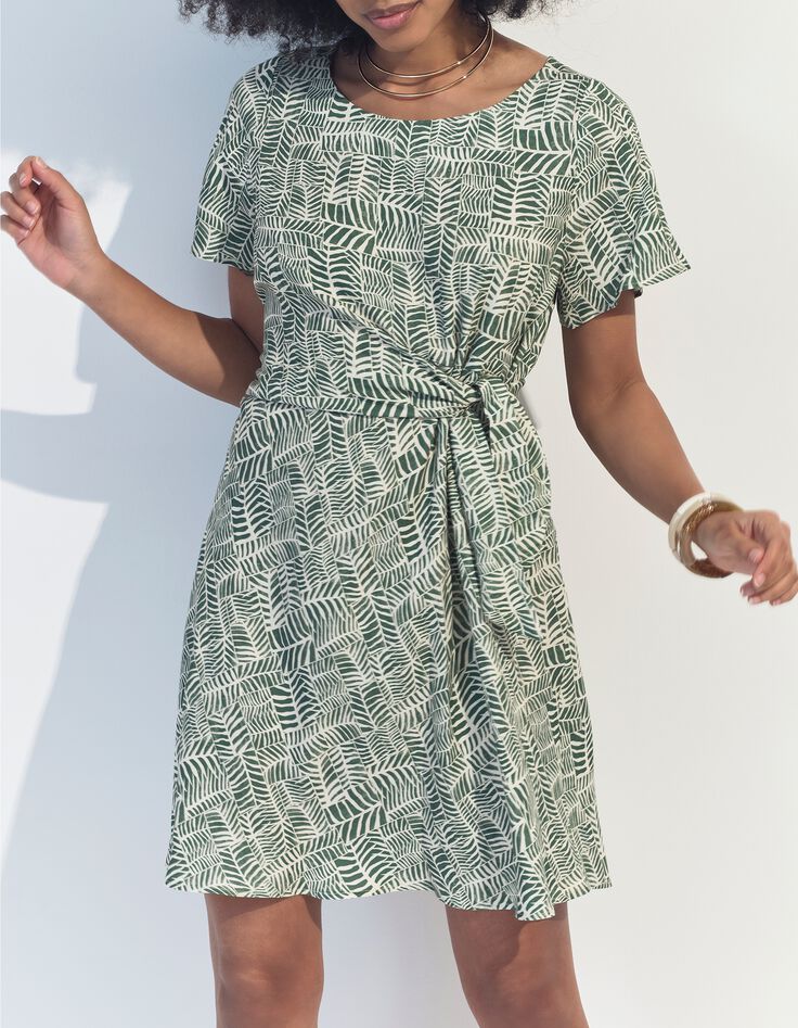 RAMI - Robe verte imprim&eacute; tropical chic -1