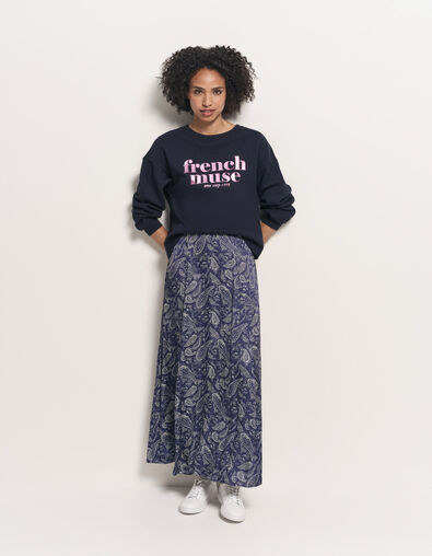 JOSEFA - Jupe longue bleue Lenzing™ Ecovero™ cachemire - One Step