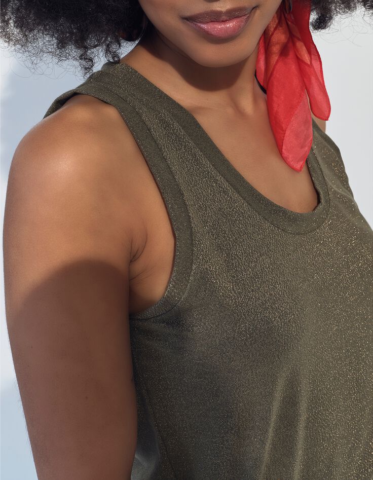 MARCOS - D&eacute;bardeur kaki maille iris&eacute;e -4