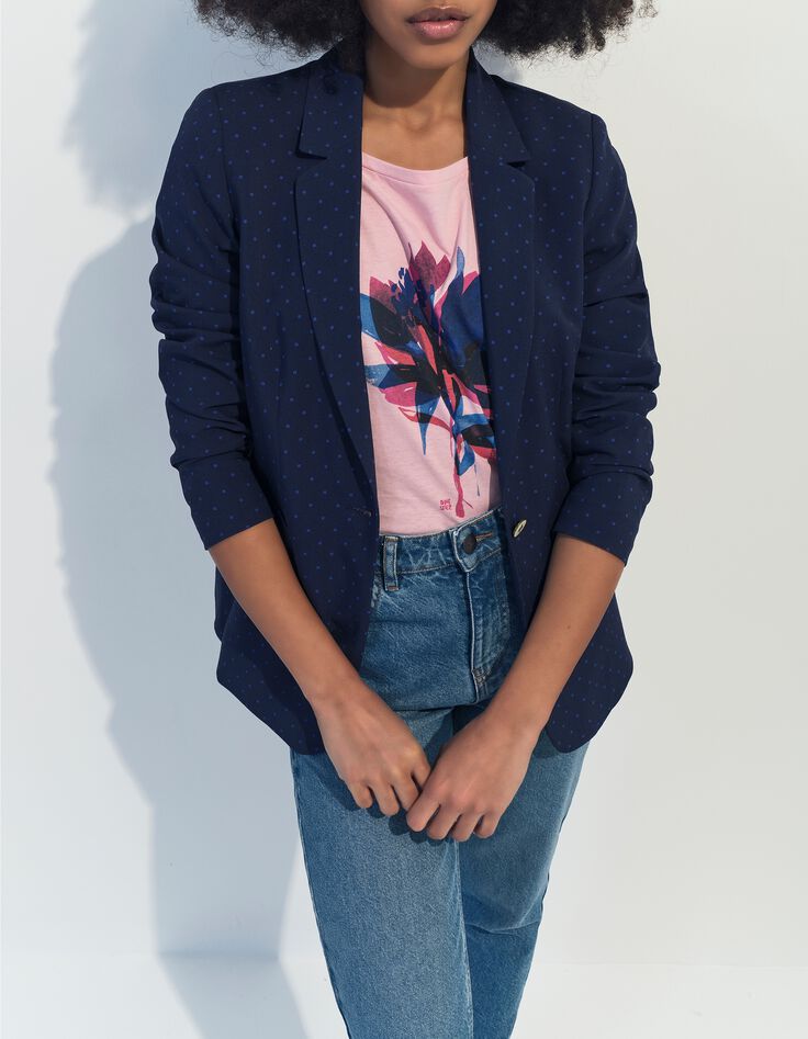 MAURO - T-shirt rose coton bio fleur arty -5