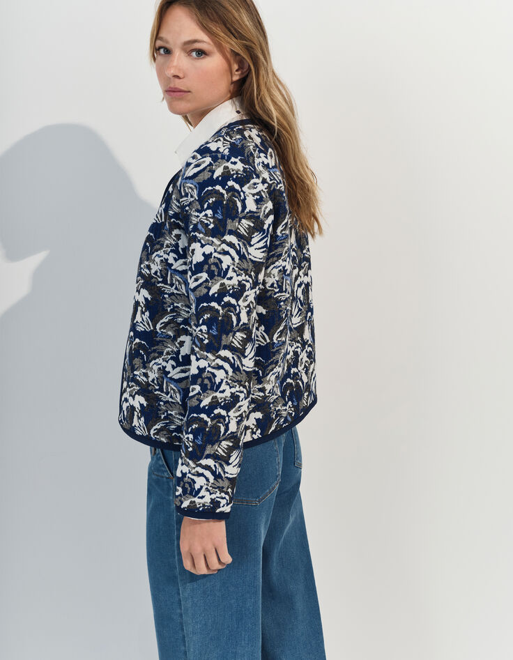 DORES - Blouson réversible écrue jacquard motif écume-2