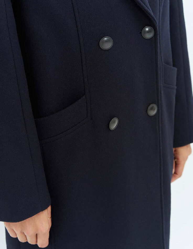 DELHI - Manteau long marine à boutonnage croisé-4