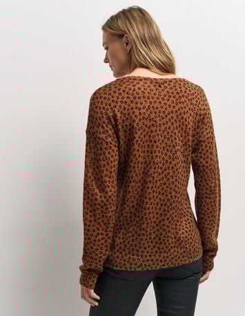 TANAGA - Pull camel tricot motif néo-fauve-3 TANAGA - Pull camel tricot motif néo-fauve-3