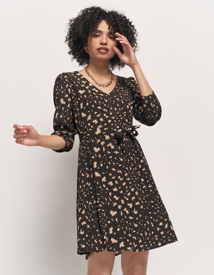 RELLA - Robe kaki Lenzing™ Ecovero™ tachiste animalier-2