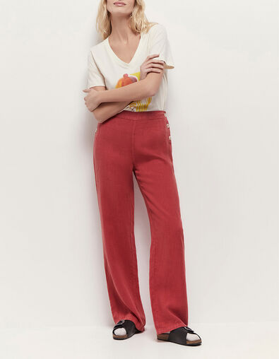 PAMELA - Pantalon &agrave; pont chilipepper en lin - One Step