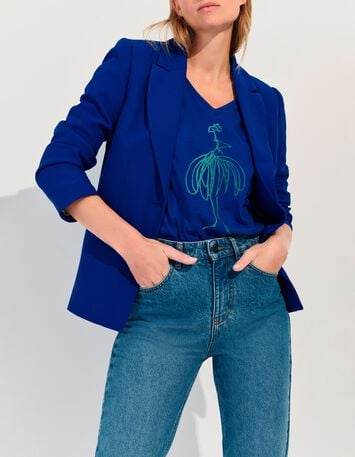 MUM - T-shirt bleu coton bio danseuse vert et pois -2