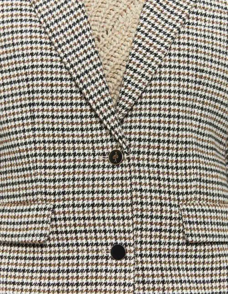 VICTIM - Veste de costume camel à motif pied-de-poule-3