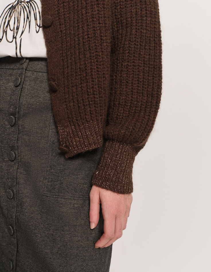 TAHAT - Cardigan marron tricot boutons recouverts-4