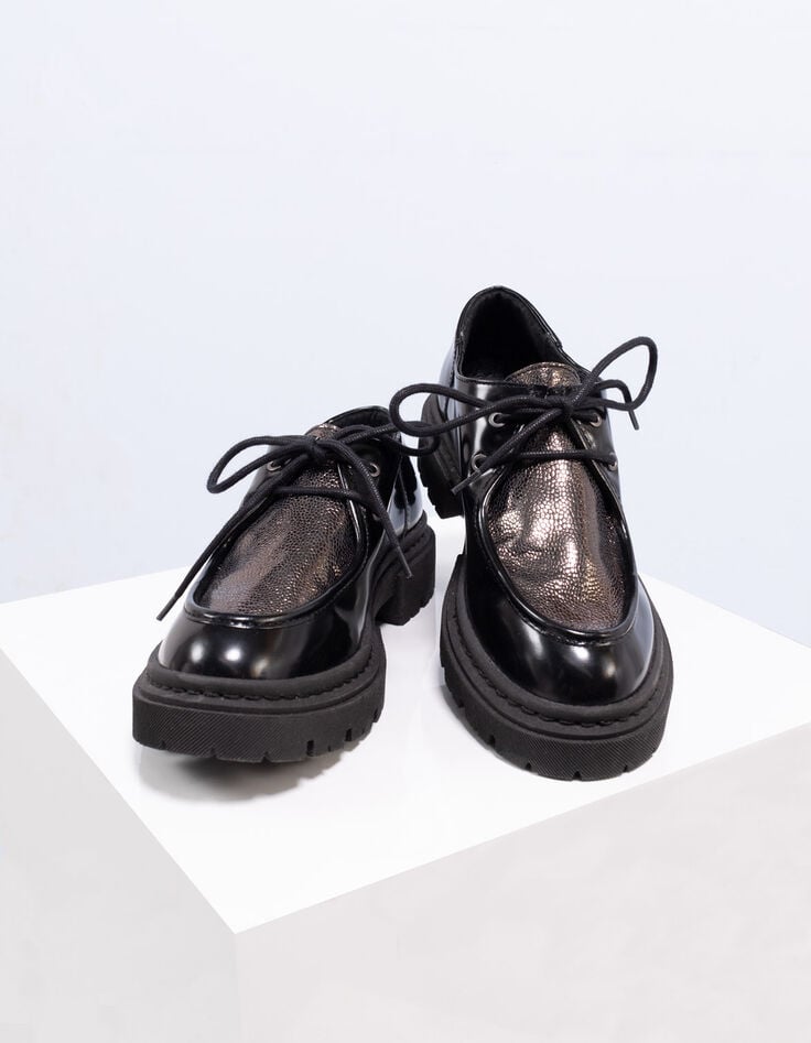 O.MAEL - Derbies crantés noirs cuir dessus métallisé-7 O.MAEL - Derbies crantés noirs cuir dessus métallisé-7