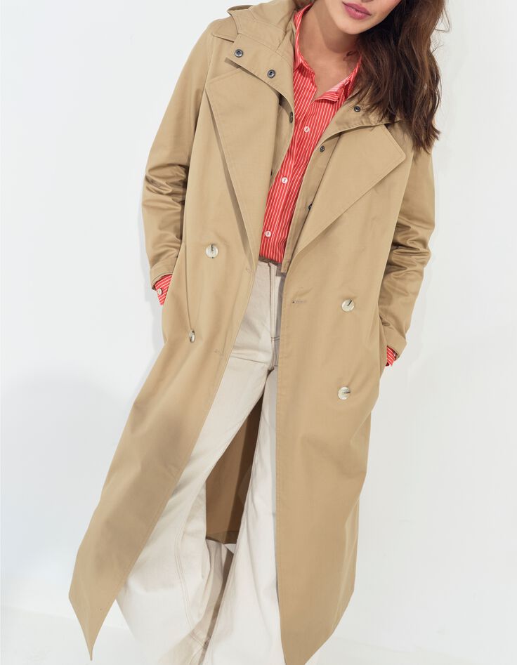 DAYLA - Trench beige coton bio capuche amovible -2