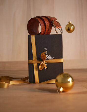 ACCESS - Ceinture camel cuir emboss&eacute; croco-2