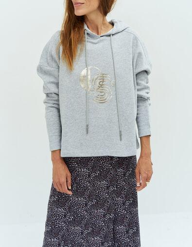 MAORI - Sweat gris avec sérigraphie monochrome Art déco - One Step