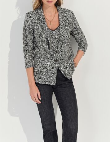 VINCE - Blazer noir &agrave; imprim&eacute; n&eacute;o cachemire-2