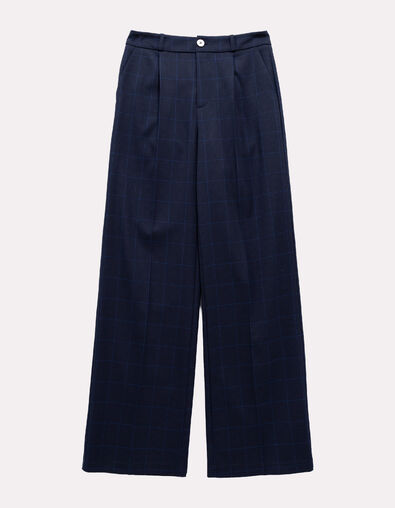 PIXI - Pantalon de tailleur marine motif carreaux - One Step