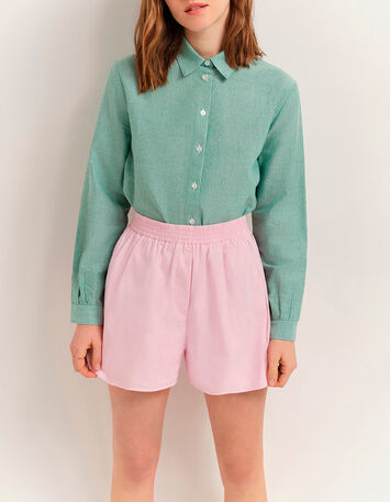 CHAYA - Chemise green grass &agrave; motif fines rayures-1