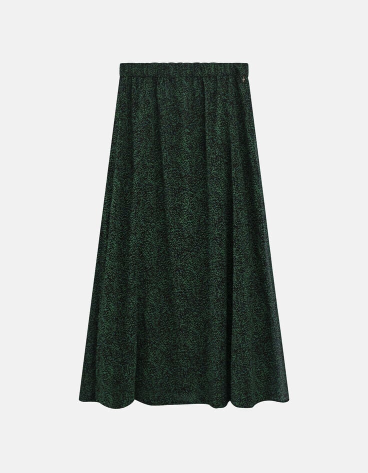 JOSEFA - Jupe longue noire à imprimé pointilliste vert-5 JOSEFA - Jupe longue noire à imprimé pointilliste vert-5
