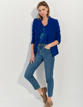 MUM - T-shirt bleu coton bio danseuse vert et pois -4