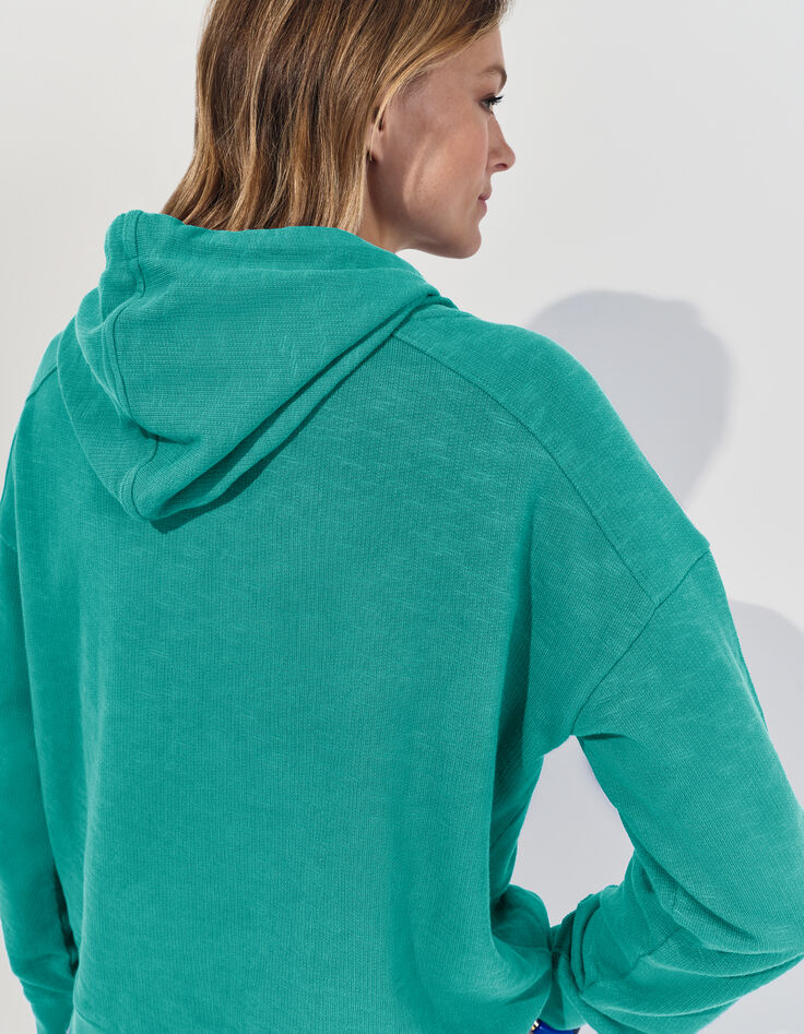 MANORI - Sweat vert coton bio visuel danseuse pailleté -3