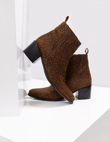 O.JOLY - Boots marron cuir velours effet léopard-1