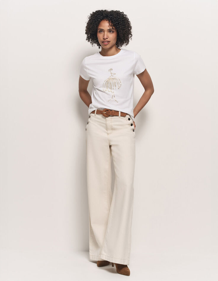 MASTER - T-shirt blanc coton bio visuel danseuse-5