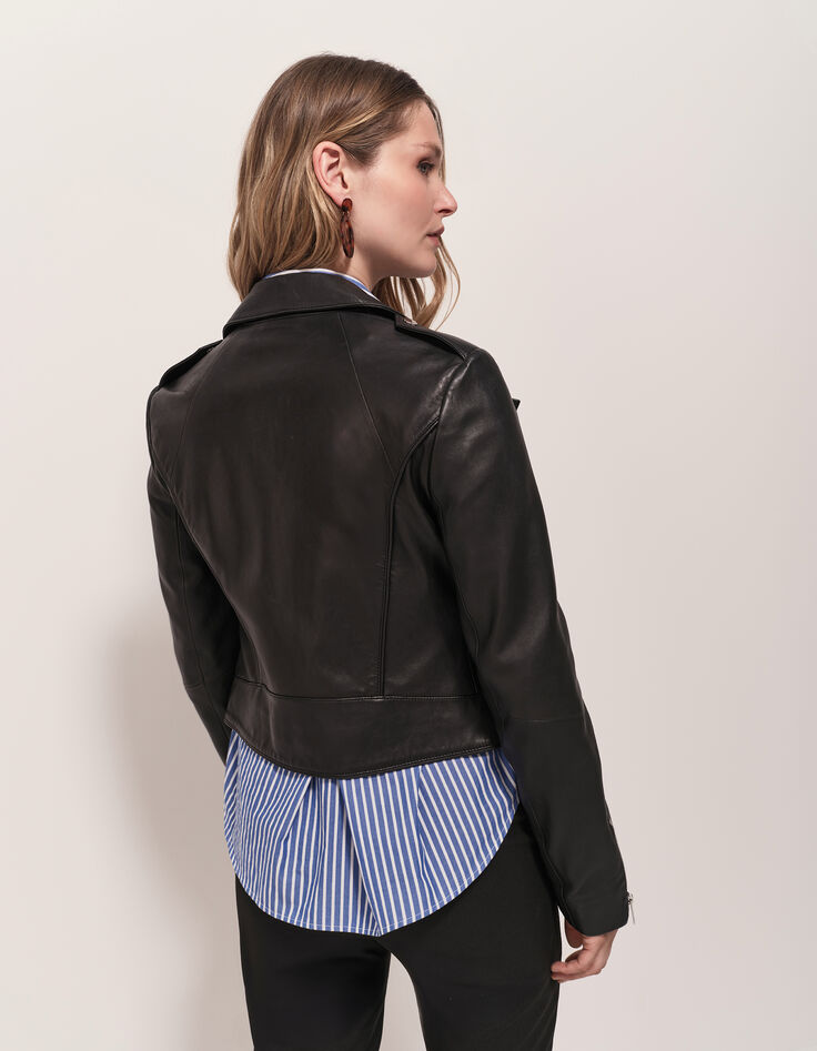 DEAN - Blouson biker noir en cuir-3