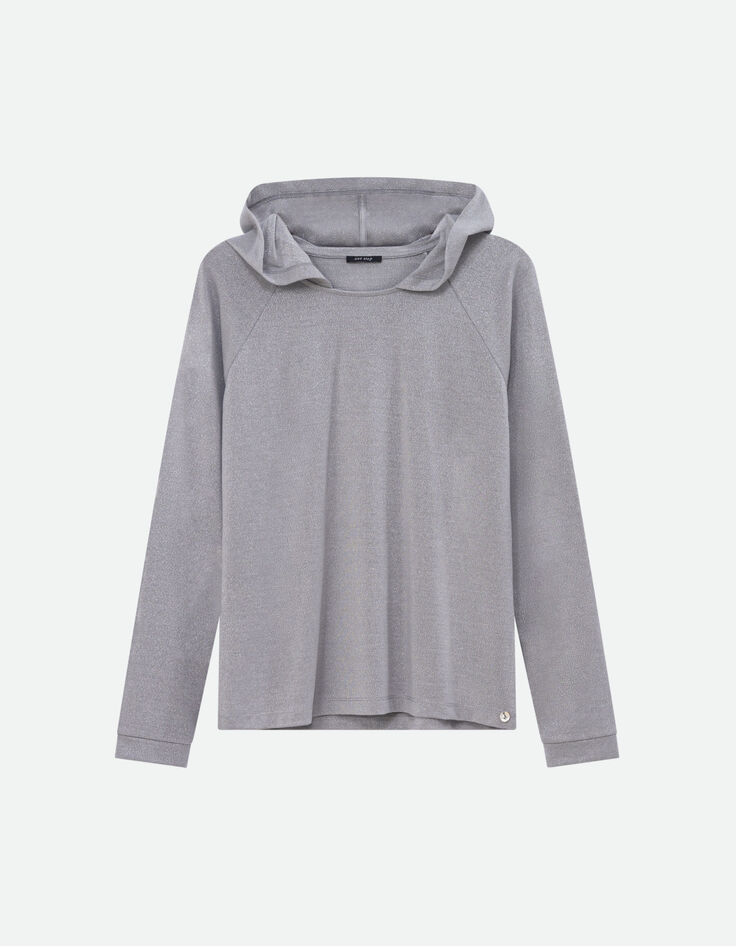 MARA - T-shirt argent &agrave; capuche maille iris&eacute;e -4