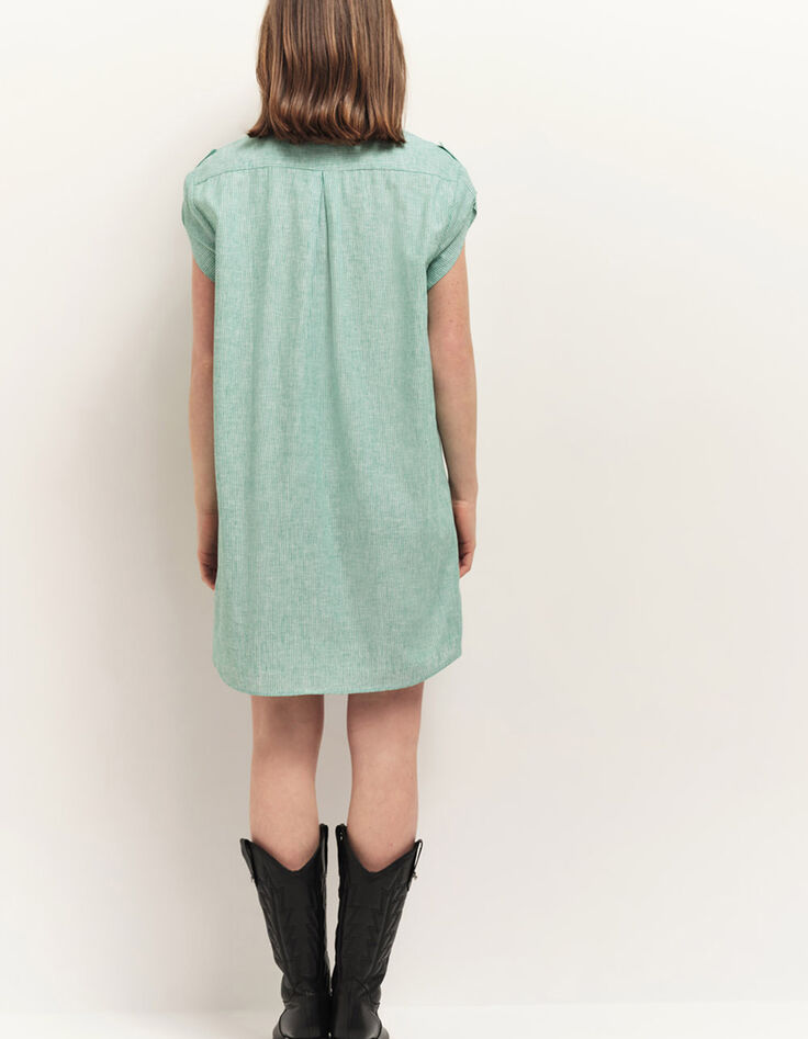 RIEG - Robe chemise green grass motif rayures-3
