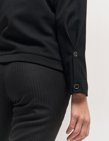 MORTON - Cardigan noir maille fantaisie forme bomber-5