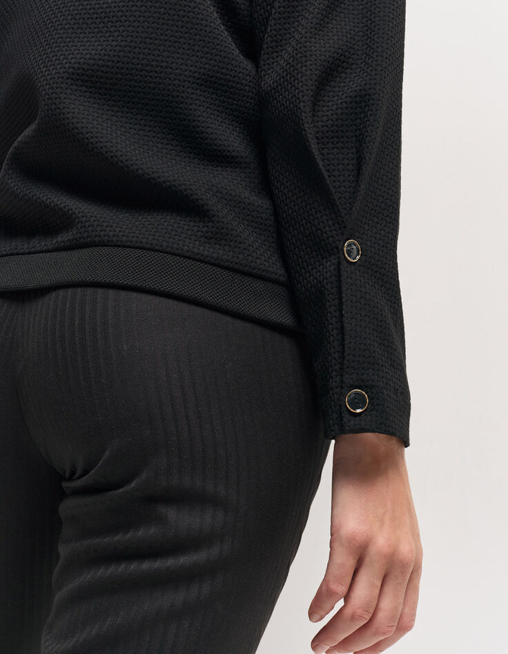MORTON - Cardigan noir maille fantaisie forme bomber-5