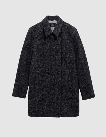 DREDA - Manteau gris drap de laine fantaisie-1 DREDA - Manteau gris drap de laine fantaisie-1