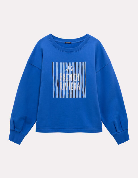MIDI - Sweat bleu message m&eacute;tallis&eacute; sur rayures - One Step