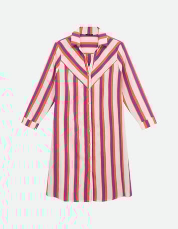 REALLY - Robe chemise écrue motif rayures couleur -6