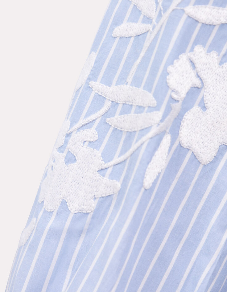 CASABIANCA - Chemise rayures bleues broderies manches-4