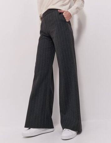 PETRO - Pantalon flare anthracite à motif rayures-2 PETRO - Pantalon flare anthracite à motif rayures-2
