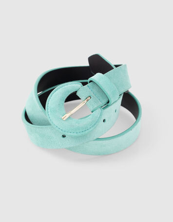 ANDREW - Ceinture menthe en cuir velours-6
