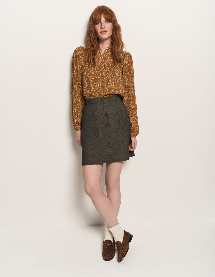 CHIKATO - Blouse jaune polyester recyclé harmonie fleurie-2