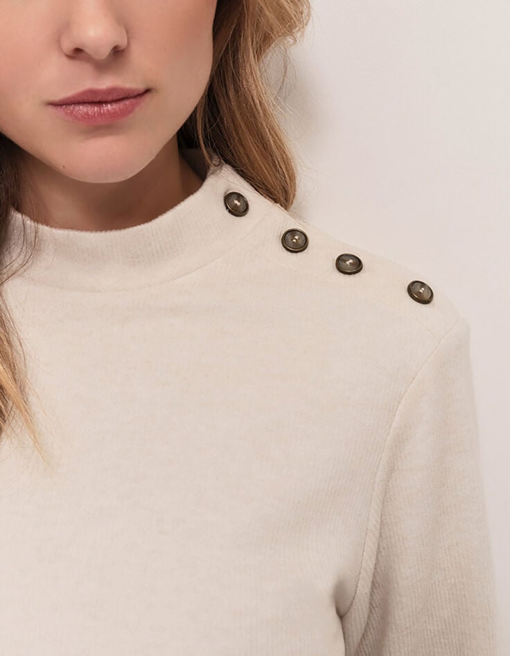 RAVEN - Robe écrue maille Interlock côtes plates-2