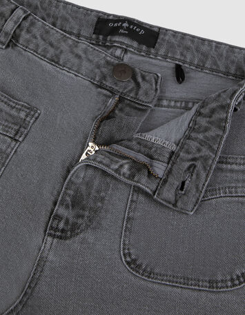 LE HAILEY - Jean flare gris surteint poches plaqu&eacute;es-3